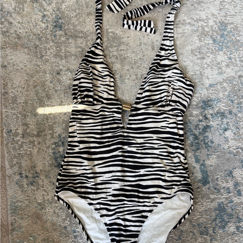 Zebra Print Halter Swimsuit - Picture 16 of 16